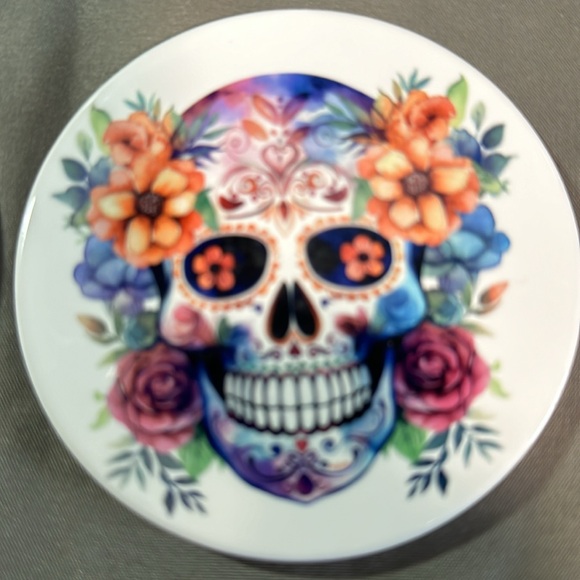 Set of 4 ceramic Sugar Skull Coasters - Picture 5 of 5
